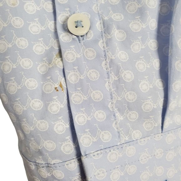 Original Penguin Size XL 17.5 Shirt Heritage Slim Fit Stretch Cotton Bike Print - Picture 9 of 11